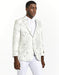 Mens Modern Fit White & Silver Floral Prom Tuxedo Blazer - Men's Tuxedo USA