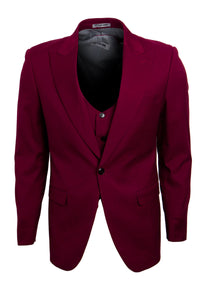 Men's Stacy Adams Vested Burgundy Suit | Classy 1-Button Peak Lapel