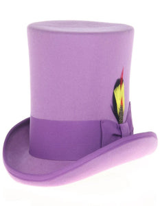 Purple Dress Hat 1920s Fedora Style - Men's Tall 100% Wool Dress Top Hat in Purple