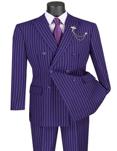 Pleated Suit - Mens Suits With Pleated Pant -  Regular Fit Purple Pinstripe Suit - Men's Tuxedo USA