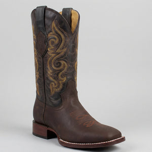 Men's Quincy Boots Wide Cowboy Boots Square Toe - Chocolate