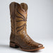 Men's Quincy Boots Tan Tooled Print Cowboy Boots Square Toe - Tan