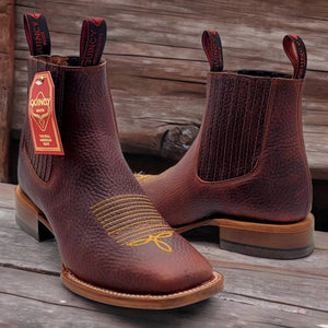 Men's Quincy Boots Shedron Brown Ankle Boots Square Toe - Chedron