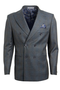 Men's Charcoal Grey Stacy Adams Windowpane Double Breasted Suit
