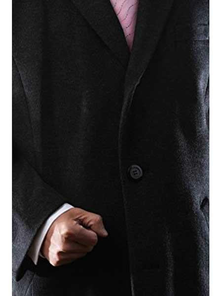 Mens Overcoat Mens Dress Coat Three Quarter Length Charcoal Luxury 3 Buttons Long Men's Dress Topcoat - Winter Coat