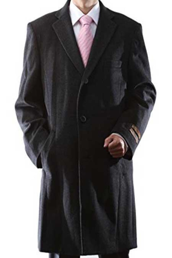 Mens Overcoat Mens Dress Coat Three Quarter Length Charcoal Luxury 3 Buttons Long Men's Dress Topcoat - Winter Coat