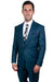 Men's Glen Plaid Peak Lapel 1-Button Suit by Stacy Adams in Blue Green
