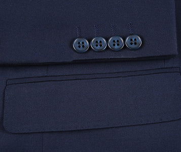 Half Canvas Stretch Wool Dress Suit Modern Fit 2 Piece in Navy