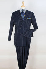 Apollo King Navy Pinstripe Gangster Suit - 1920s Double Breasted
