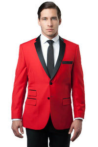 Red  Prom Tuxedo Suit - Red Wedding Suit - Men's Two Button Notch Lapel Tuxedo Jacket