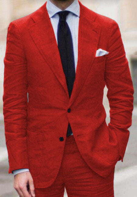 Red Linen Suit - Red Linen Suit - Red Tiffany Color — USA Men's Outlet
