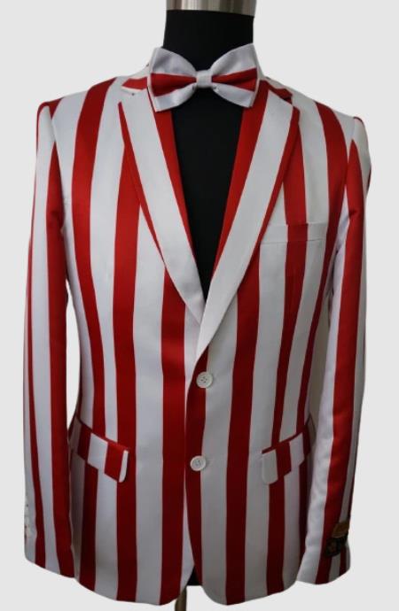 Mens Red Blazer - Red And White Sport Coat
