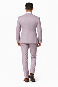 Rossiman Sharkskin Gray Plaid Suit - Double-Breasted Windowpane Suit for Men – Italian Tailored Elegance