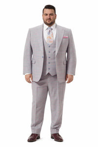 Rossiman Sharkskin Gray Plaid Suit - Double-Breasted Windowpane Suit for Men – Italian Tailored Elegance