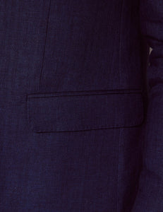 Mens Linen Suit For Beach Wedding - Summer  Suit in Royal Blue Herringbone - Men's Tuxedo USA