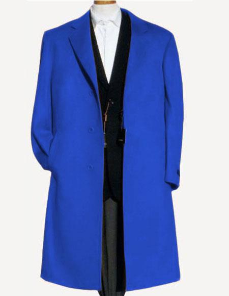 Men's Dress Coat Soft Finest Grade Royal Blue Overcoat ~ Long Men's Dress Topcoat - Winter Coat