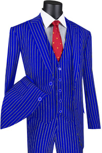Mens Vested Gangster Pinstripe 1920's Suit in Black
