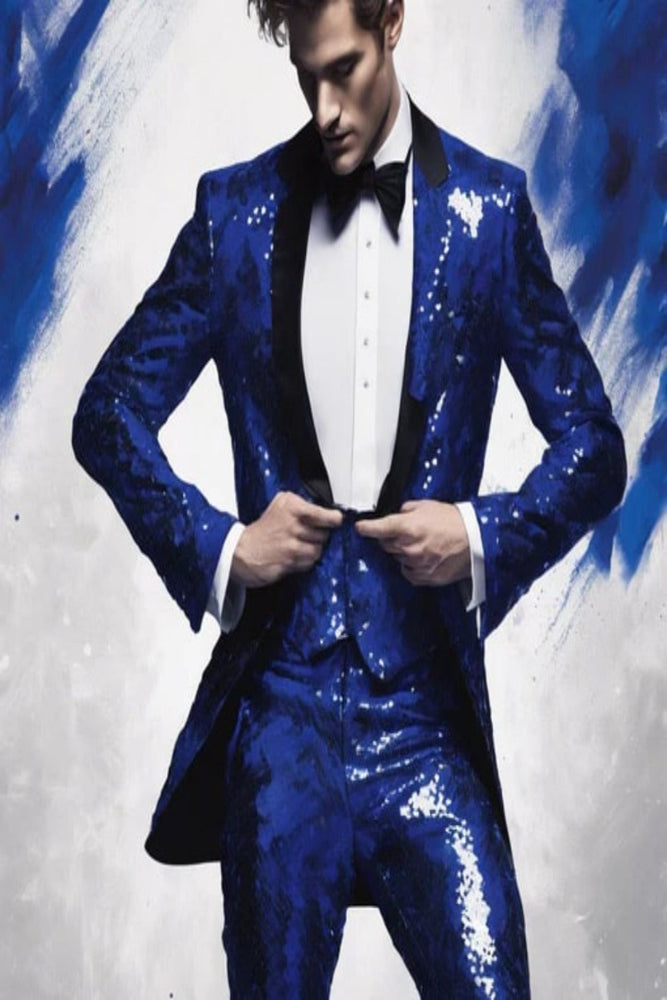 Mens Sequin Suit - Sparkly Suit - Royal Blue Glitter Suit