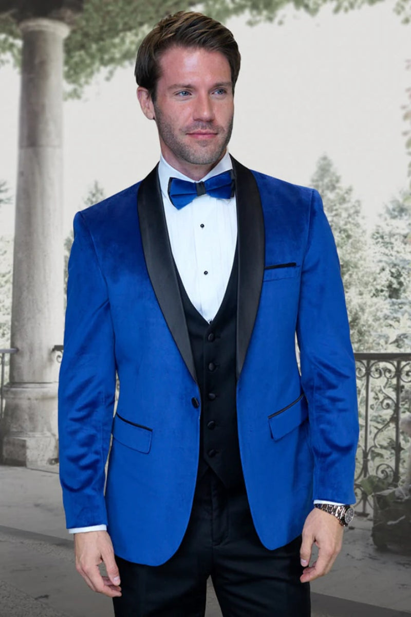 Men's Designer Vested Velvet Wedding & Prom Tuxed in Black main image 0