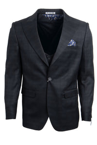 "Men's Stacy Adams Black Glen Plaid 1-Button Vested Suit"