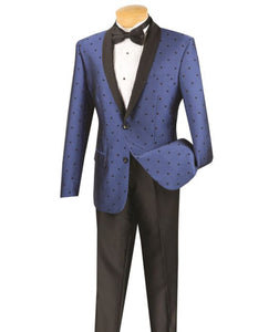 Mens 2 button Polka Dot Shawl Lapel Tuxedo in Cobalt Blue - Men's Tuxedo USA