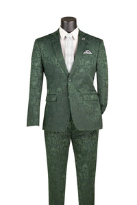 Mens Tone-on-Tone Paisley Slim Fit 2-Piece Formal Suit
