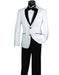 Mens 2 Button Shawl/Peak Hybrid Sharkskin Tuxedo in White - Men's Tuxedo USA