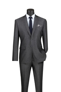 Men's Slim Fit 2 Piece Suit Single Breasted 2 Button Design Smoke