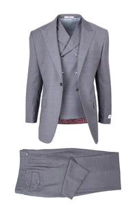 Tiglio Rosso Suit  - Classic Fit Athletic Cut 100% Wool Super 150s Italian Fabric Peak Lapel in Color Light Gray