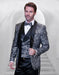 Statement Men's Black Patterned Vested Tuxedo with Bowtie - Men's Tuxedo USA
