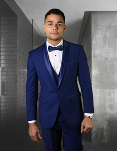 Statement Men's Sapphire Shawl Vested Tuxedo - Men's Tuxedo USA