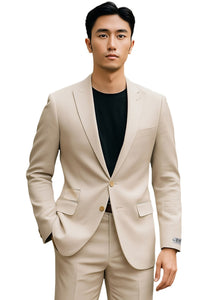 Men's Stacy Adams Basic Slim Fit Wedding & Business Suit in Tan