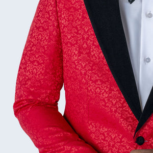 Red Paisley Pattern Tuxedo with Velvet Lapel By Stacy Adams - Wedding - Prom