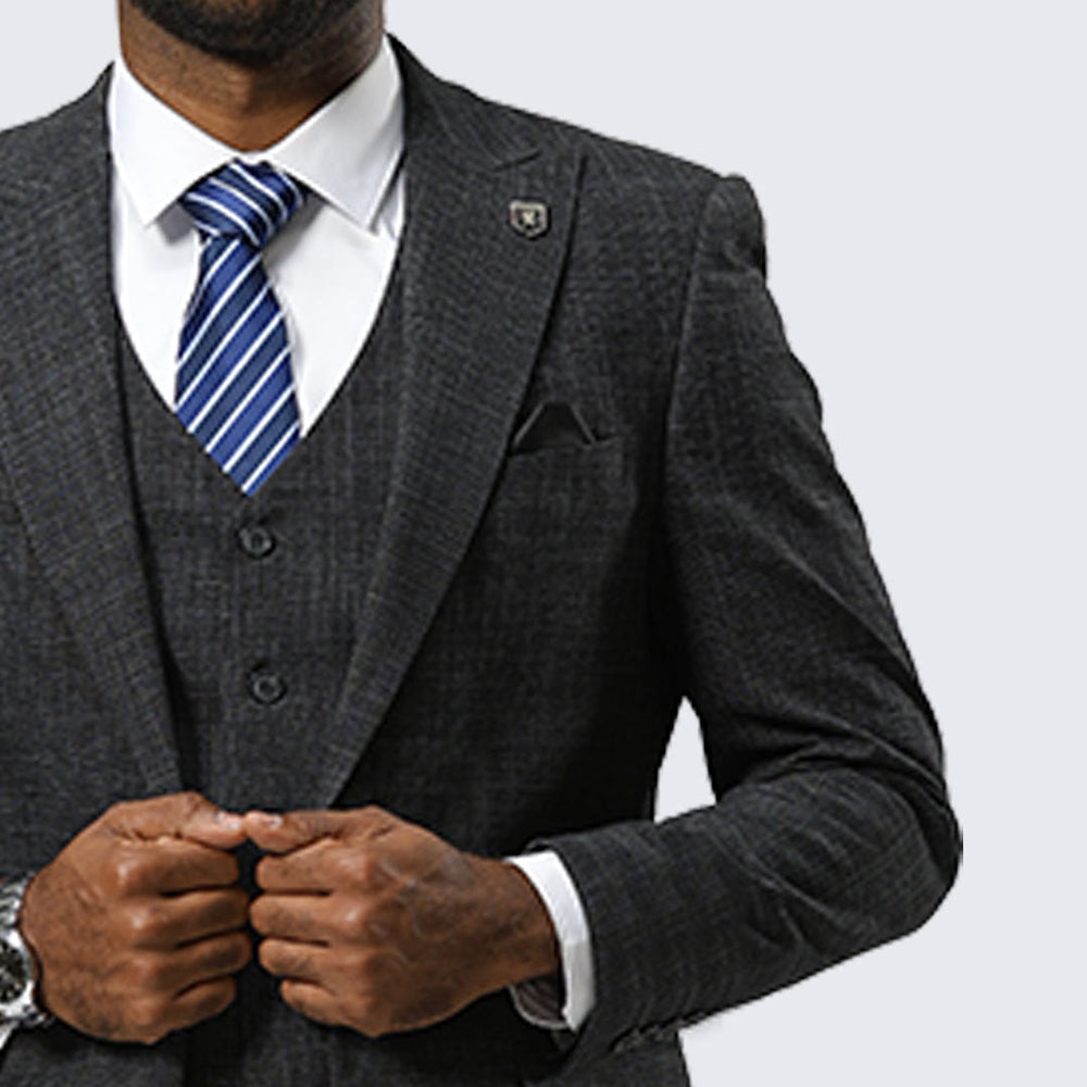 Charcoal Canvas Print Three Piece Suit By Stacy Adams- Wedding - Prom