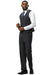Men's Stacy Adams One Button Peak Lapel Vested Sharkskin Suit in Charcoal