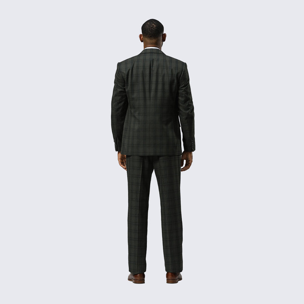 Green Watch Plaid Three Piece Suit By Stacy Adams- Wedding - Prom