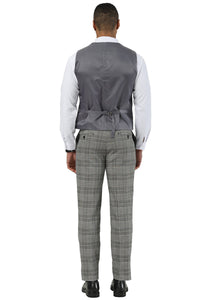 Men's Stacy Adams Two Button Wide Notch Lapel Vested Suit in Grey Glen Plaid
