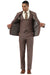 Men's Stacy Adams One Button Peak Lapel Vested Suit in Brown Sharkskin Windowpane
