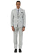 Men's Stacy Adams Two Button Vested Peak Lapel Suit in Light Grey Windowpane Plaid