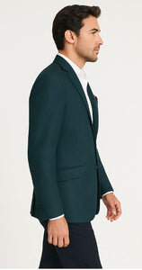 Renoir Men's Two-Button Slim-Fit Wool Birdseye Teal Blazer