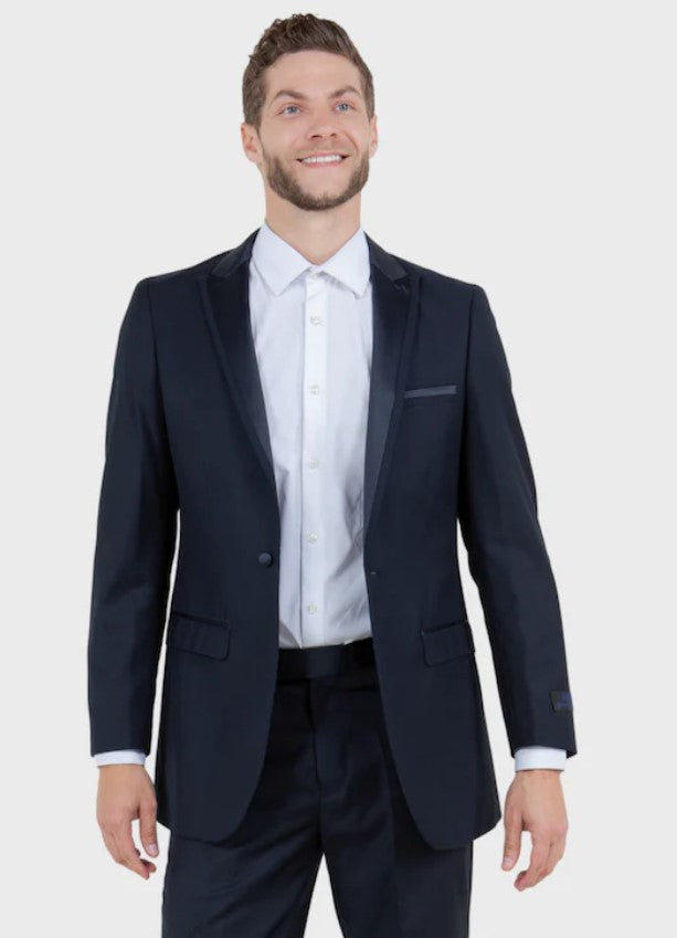 Big and Tall Tuxedo - Slim Fit Navy 1 Button Peak Lapel Tuxedo