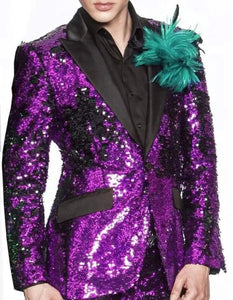 Mardi Gras Outfit - Mardi Gras Blazer For Men in Color Red in Sequin Fabric