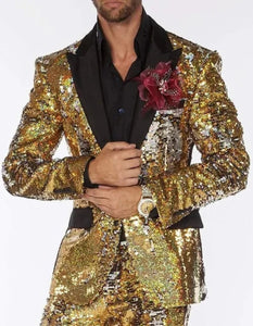 Mardi Gras Outfit - Mardi Gras Blazer For Men in Color Red in Sequin Fabric