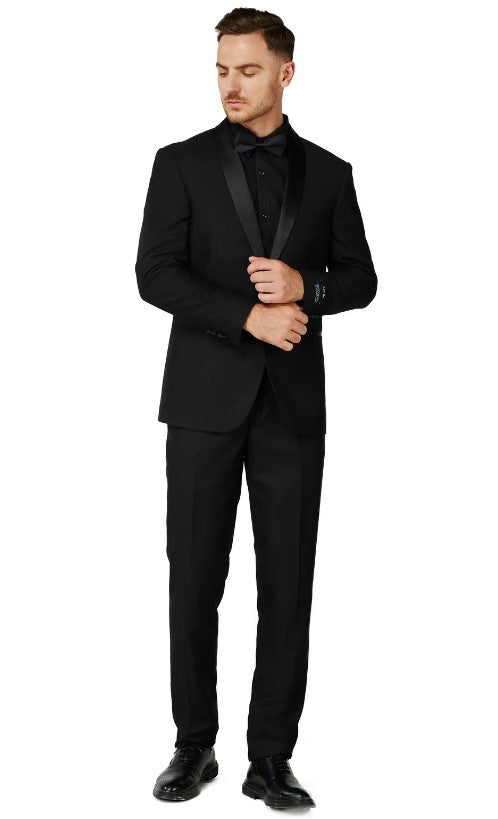 Mens Satin Black Single Breased Shawl Lapel Tuxedo Slim Fit