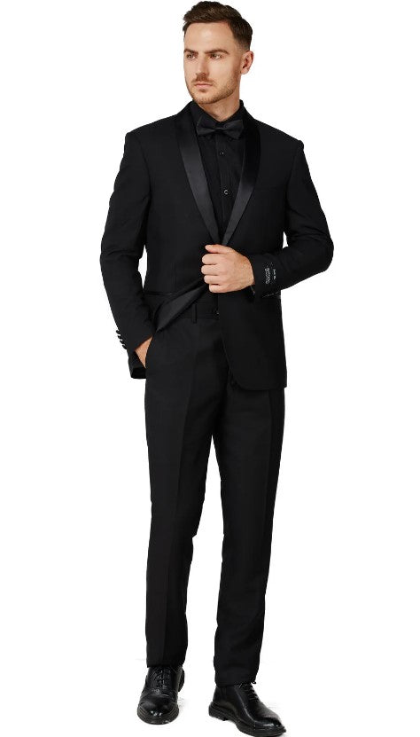 Mens Satin Black Single Breased Shawl Lapel Tuxedo Slim Fit