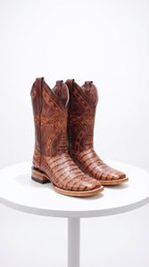White Diamond Men’s Cognac Crocodile Print Boots, Western Cowboy Dress Boots