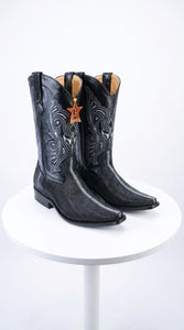Los Altos Men’s Black Stingray Row-Stone Cowboy Boots, Exotic Western Dress Boots