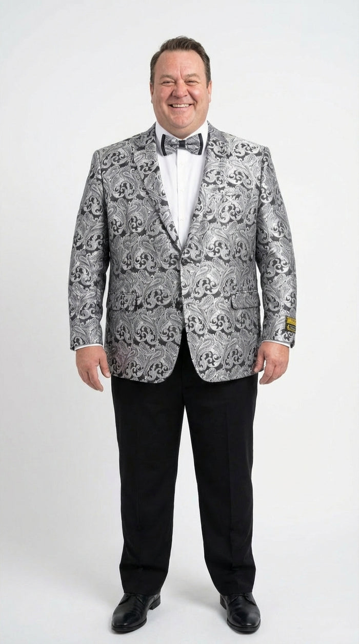 Silver and Black Paisley Prom Blazer Jacket1