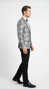 Silver and Black Paisley Prom Blazer Jacket