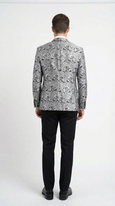 Silver and Black Paisley Prom Blazer Jacket